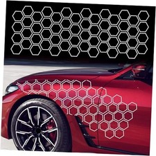 38''x12'' Honeycomb Car Side Body Stickers Hexagonal Graphics Decals White