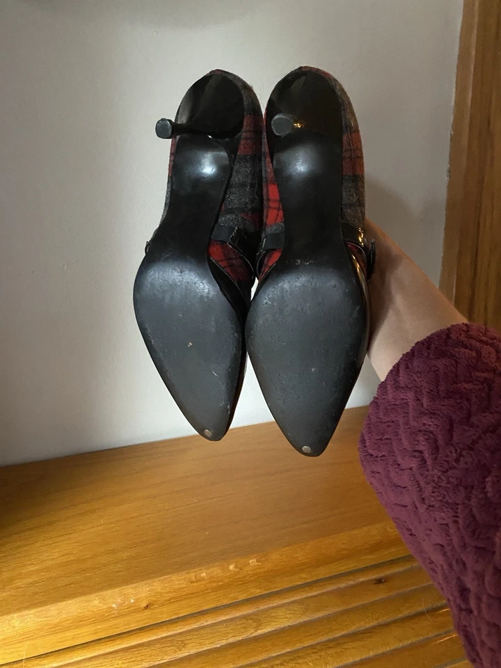 Tacones a cuadros rojos Tred Allis vintage talla 8 AA en caja Foto 4 de 4