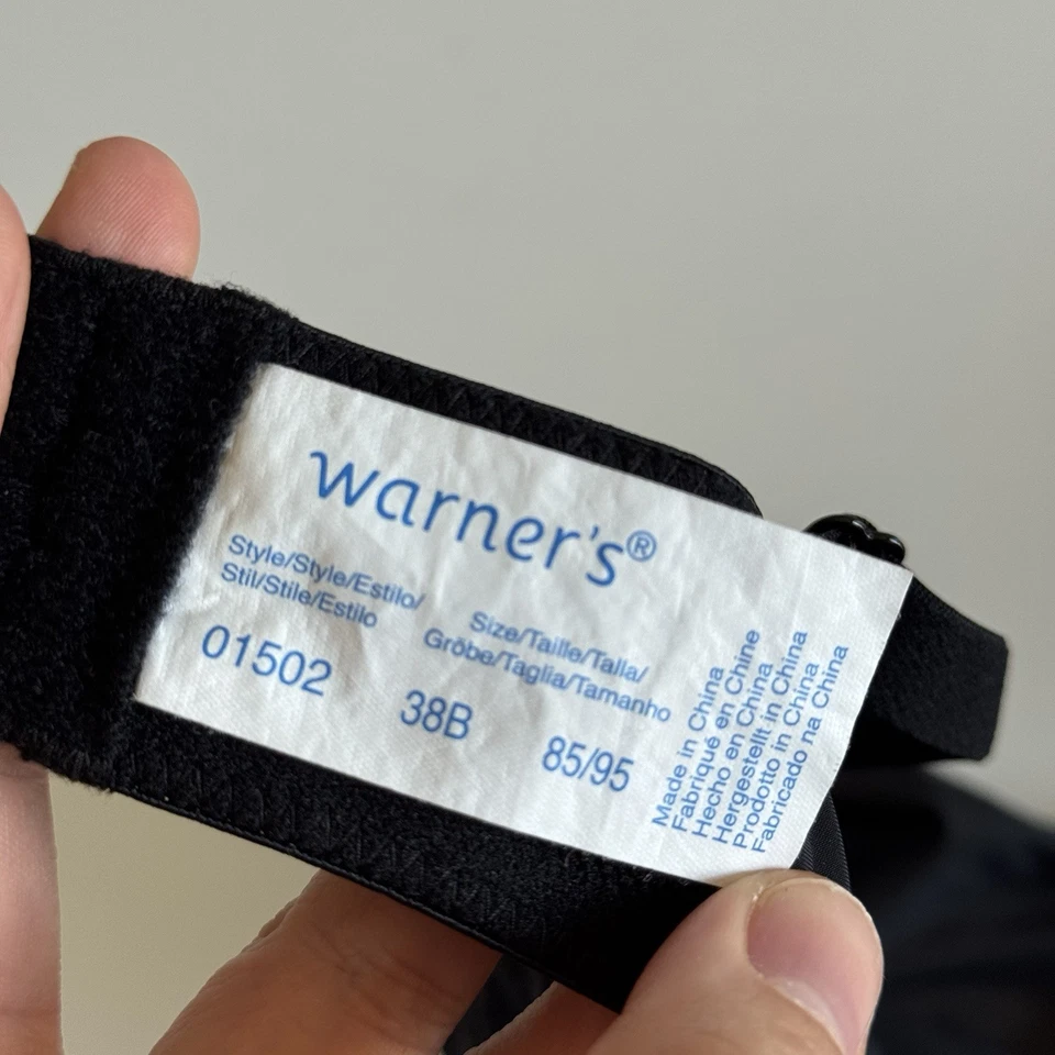 复古 Warners 无内衬 T 恤文胸 38B 码黑色钢圈经典中性色 — 第 3/4 张图片