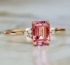 4.00 Ct Certified Emerald Cut Natural Pink Diamond Ring VVS1 Yellow Gold Finish