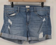 Sneak Peek Women's cuffed and distressed denim shorts Size L.