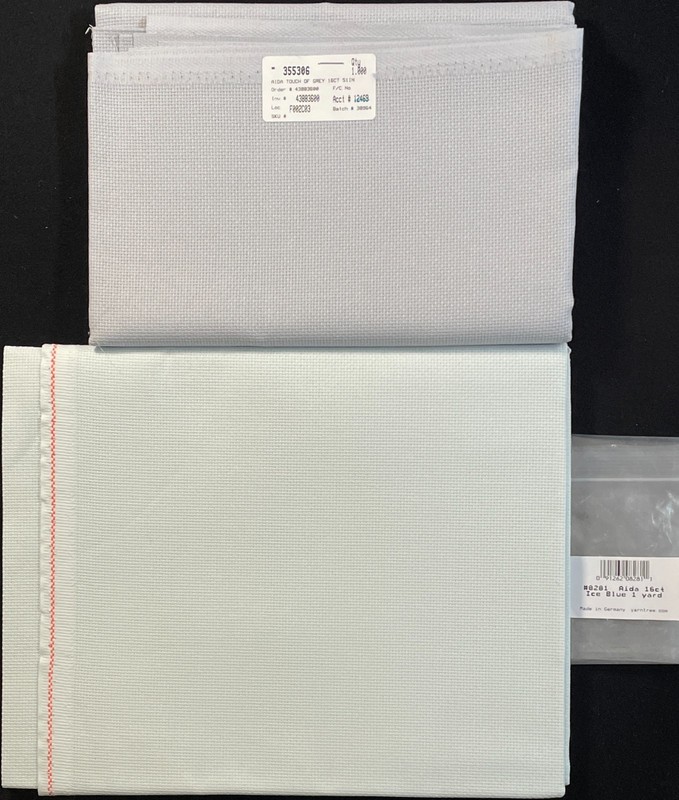 2x XStitch FABRIC: ZWEIGART Ice Blue & Touch of Grey 16ct Aida 1 yard each-WA144