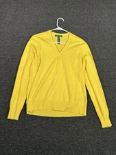 Lauren Ralph Lauren Sweater Women XL Yellow V-Neck Wool Rabbit Hair Cashmere