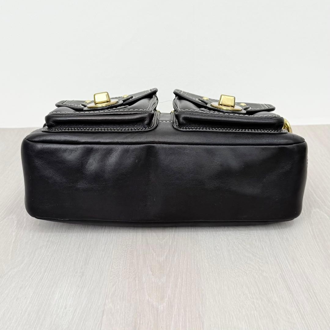 COACH Legacy Turnlock Shoulder Bag Black Pink Leather 65th