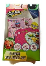 SHOPKINS 4 PIECE FULL SIZE SHEET SET w/ 1 flat sheet 1 fitted 2 pillow cases