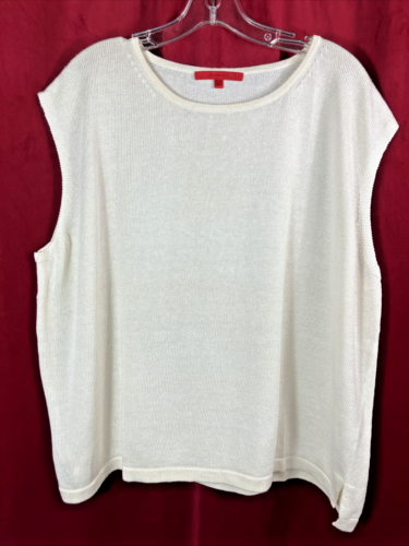 Sz 3 Shamask Ivory Silk Linen Blend Knit Tank Cami Shell