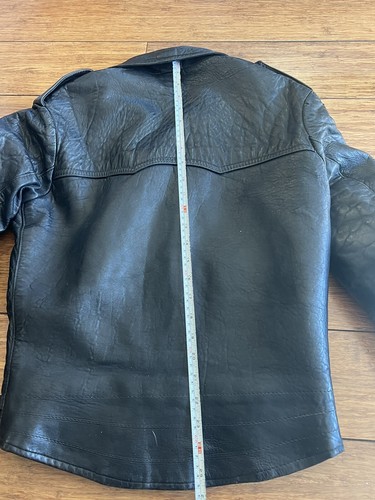 Vintage black leather biker jacket mascot Black Night Size 36-38 - Picture 6 of 6