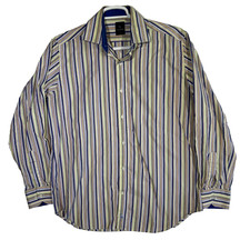 Tailorbyrd Men  s L Multicolor Striped Cotton Shirt   Button-Up, Pockets, M591