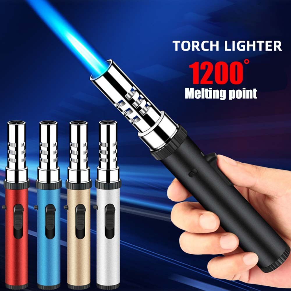 Metal Jet Flame Gas Butane Lighter Turbo Spray Gun Windproof Kitchen Cooking BBQ