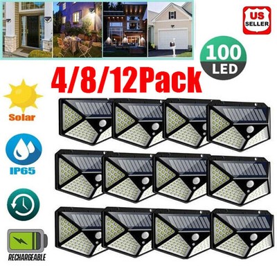 Solar Power 100 LED Light PIR Motion Sensor Outdoor Security Lamp Wall Garden US