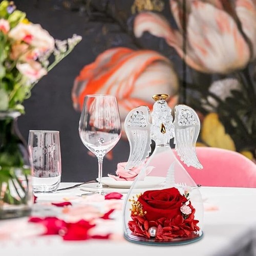 Ewige Rose mit Engel Figur Geschenke Handgefertigte für Mama Frauen Freundin - Bild 3 von 5