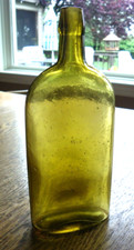 YELLOW HONEY-AMBER WHISKEY BOTTLE / FLASK