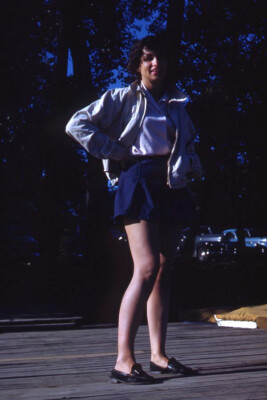 35mm Kodak Slide 1950s Red Border Kodachrome Pretty Woman Showing Legs