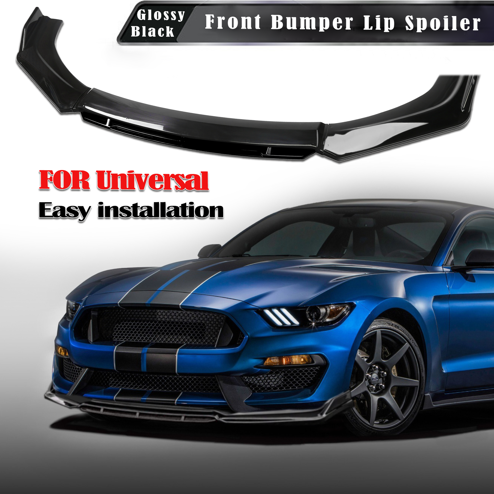 Glossy Black Front Bumper Lip Spoiler Splitters Body Kit Universal