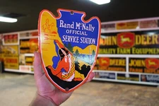 RAND MCNALLY SERVICE STATION INDIAN PORCELAIN METAL SIGN GAS SODA FORD CHEVY