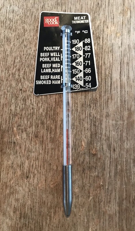 Vintage Good Cook Meat Thermometer Metal & Glass Red Liquid Metal Tip