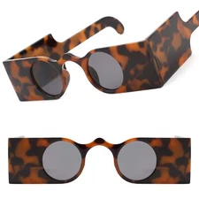Retro Futuristic Bold Geometric Design Mens Womens Round Tortoise Sunglasses
