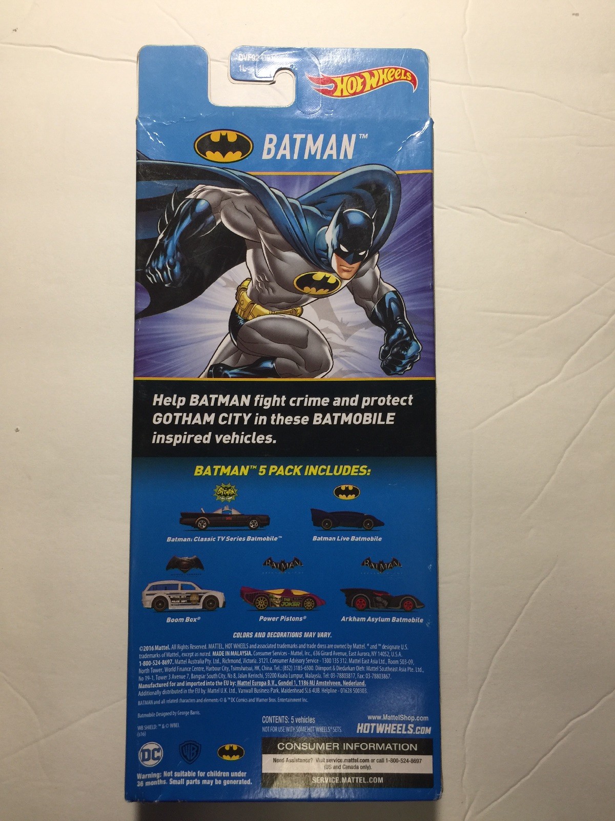 Hot Wheels Batman 5PK TV Series Batman Live Boom Box Power Piston Arkham Asytum