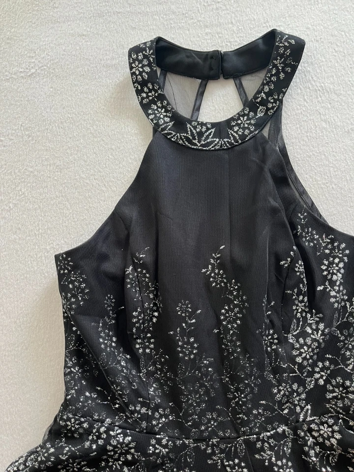 Vestido de baile Teeze Me feminino tamanho 7 preto sem mangas forrado com lantejoulas - Imagem 2 de 4