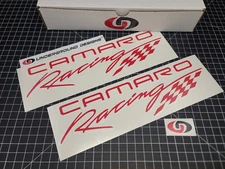Camaro Racing Decals (2pk) Retro Script Stickers For 1993-02 RS Z28 SS LT1 LS1