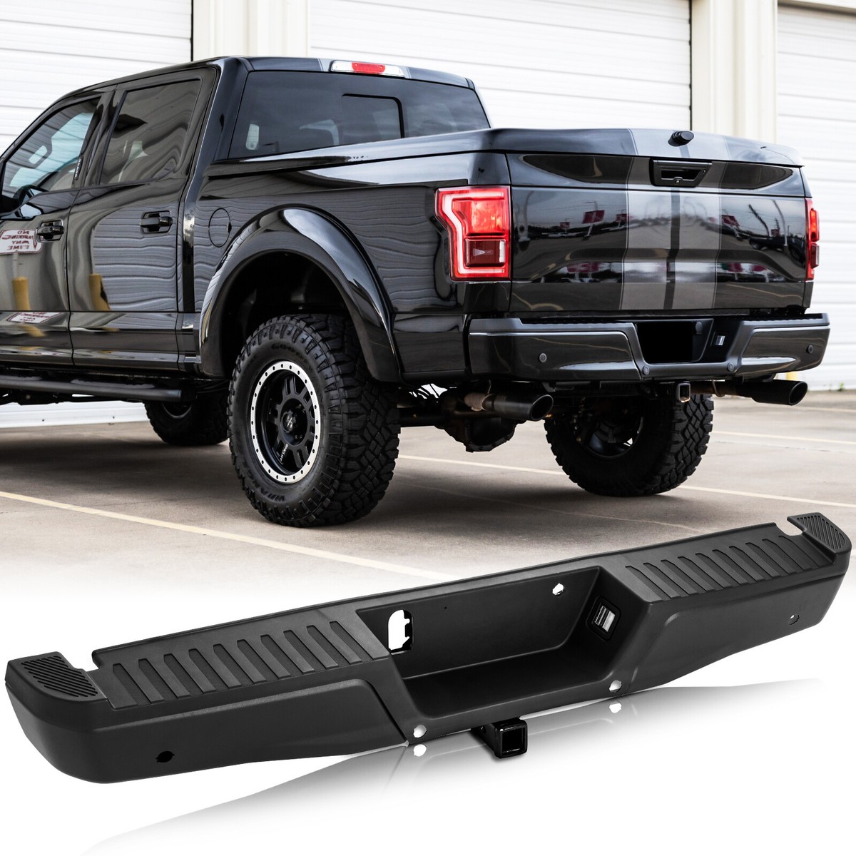 For Ford F-150 Pickup 2009-2014 Primered Black Steel Rear Step Bumper Assembly