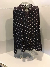 Loft  Shirt  With Tie / Hearts  Designs Sz M V-Neck