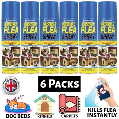 PESTSHIELD 6X Flea Spray Killer Aerosol Household Animal Flea Dog Tick Protection 200ml
