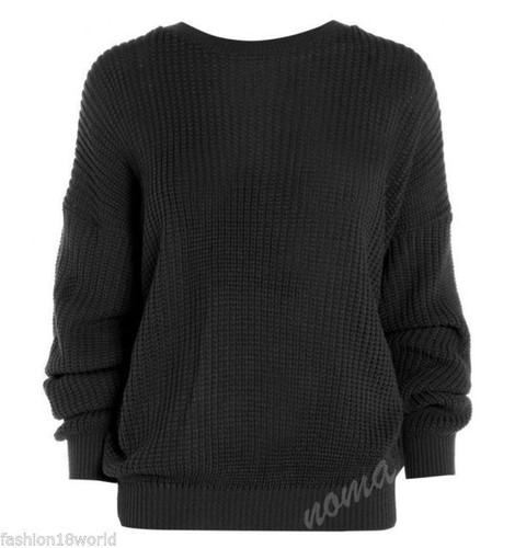 LADIES OVERSIZED BAGGY CHUNKY JUMPER KNITTED WOMENS SWEATER THICK KNIT TOP - Picture 2 of 17