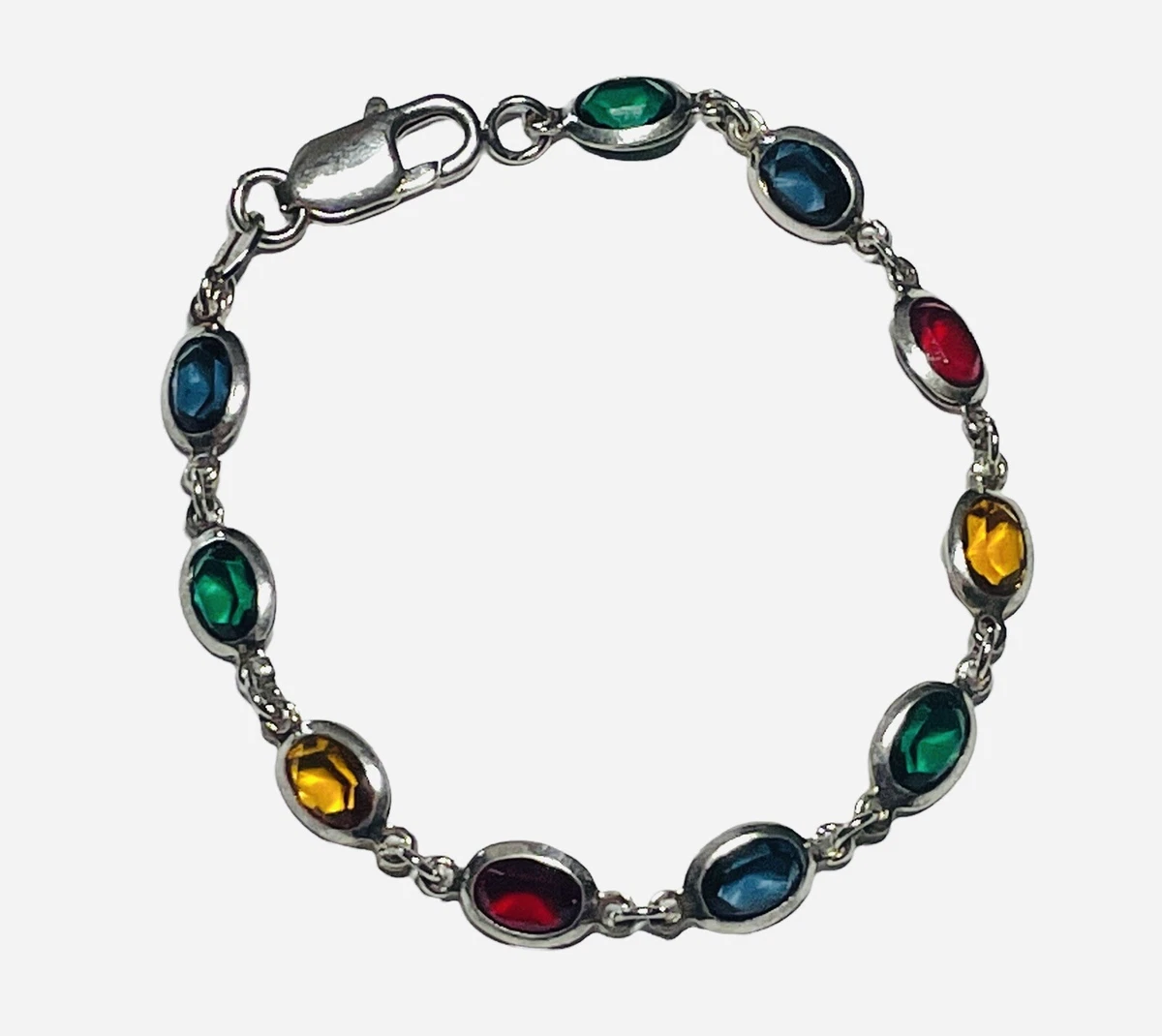 Milor Multi colored crystal sterling silver 925 bracelet Made in Italy