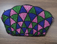 Vintage Neiman Marcus Art Deco Beaded Calm Purse Clutch Bag Geometric Handbag