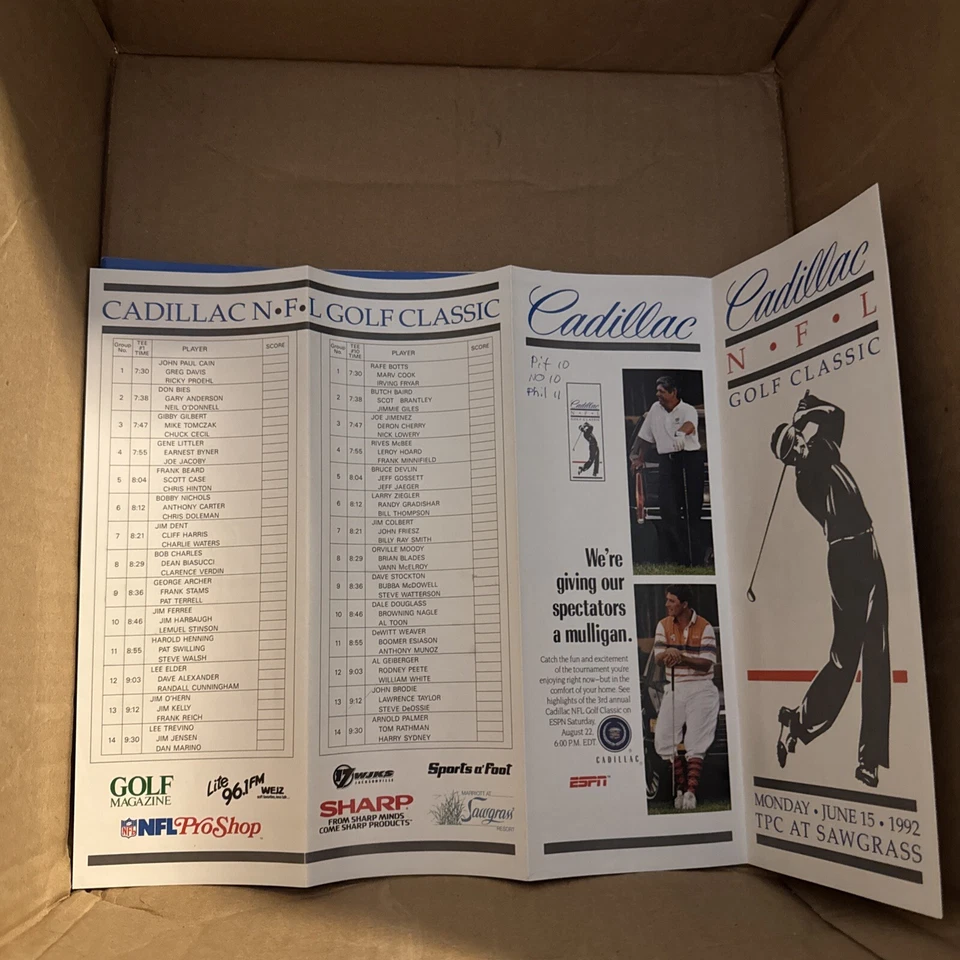 Vintage 1992 Cadillac NFL Golf Classic at TPC Sawgrass Program Booklet Guide - Image 3 of 4