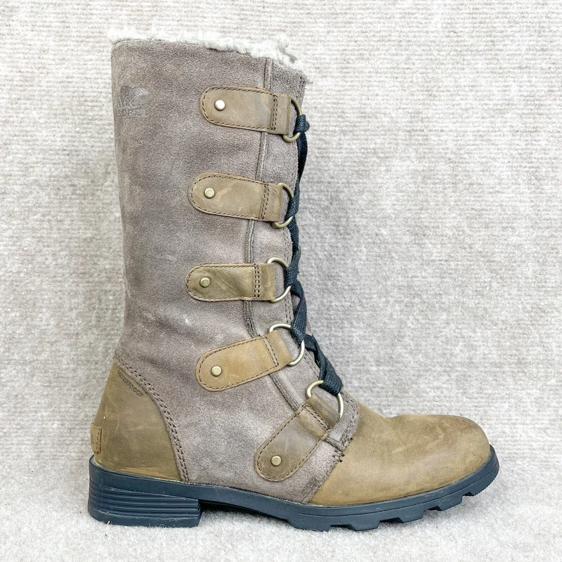 sorel emilie lace up waterproof winter faux shearling boots
