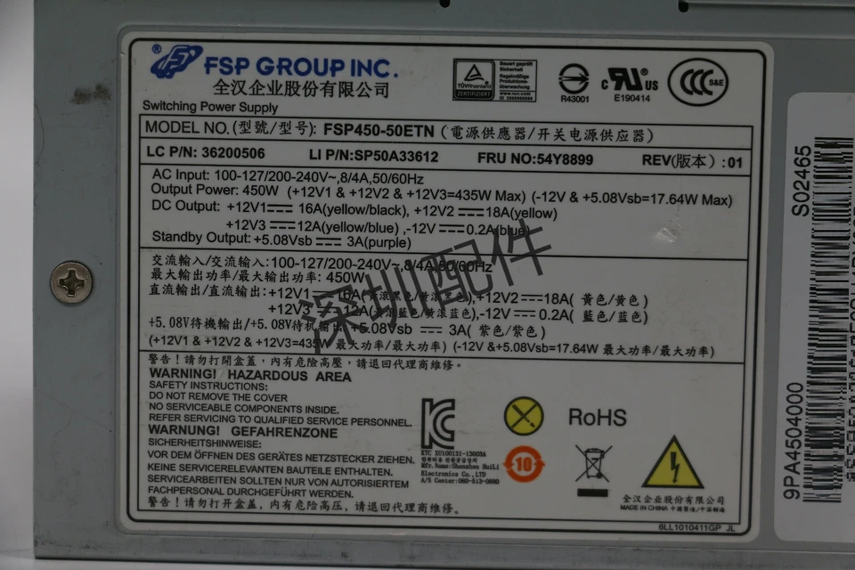 Lenovo ThinkCentre M93 M93p M83 Internal PSU Power Supply 450W 54Y8899 - Image 3 of 3