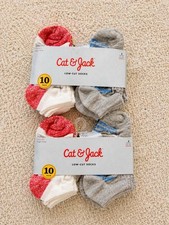Bundle Cat Jack Boys Low-Cut Striped Socks 10 Pairs Size S 2Packs
