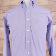 Chaps Dress Shirt Mens 17 34/35 Purple Classic Fit Wrinkle Free Button Down