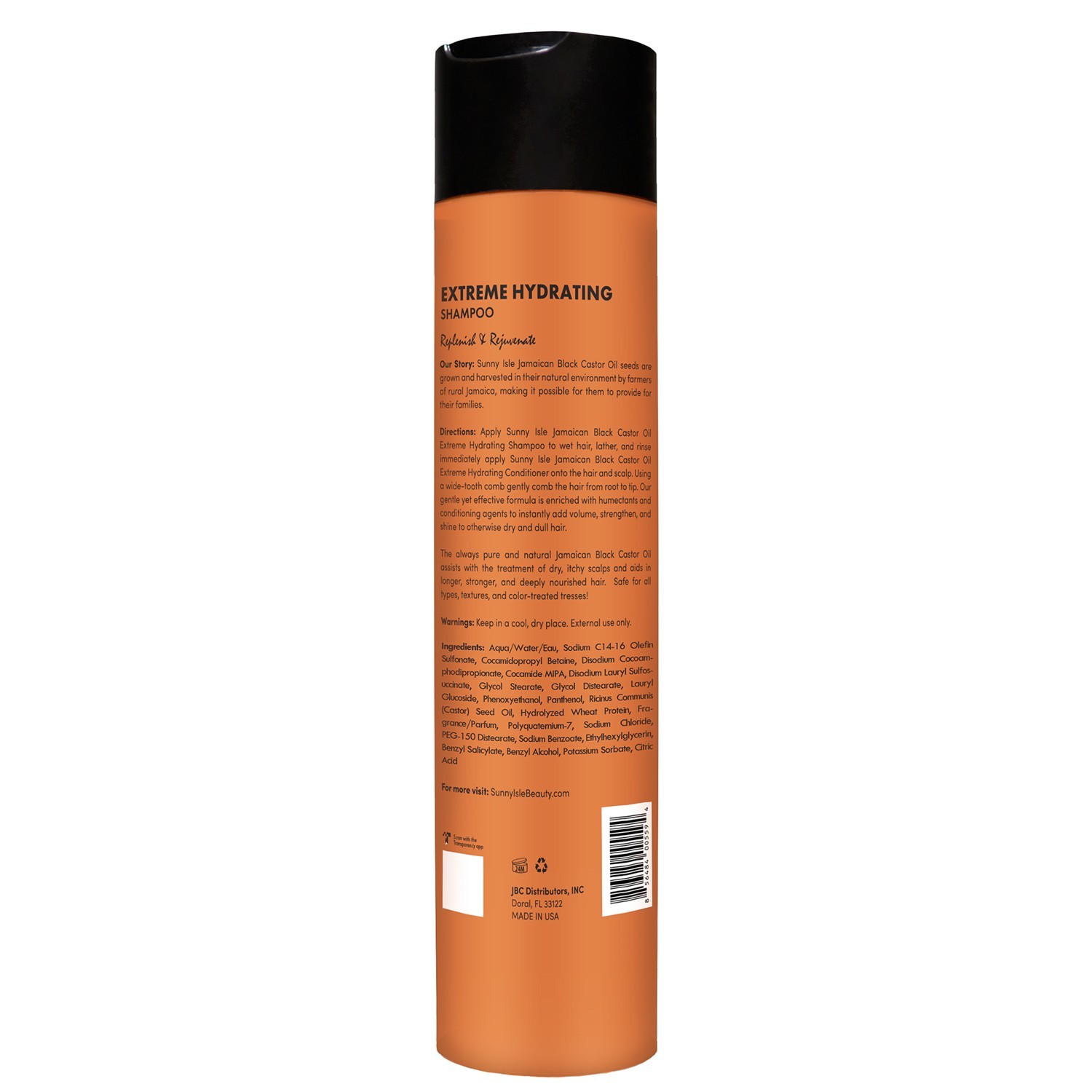 Sunny Isle Jamaican Black Castor Oil Extreme Hydrating Shampoo, Orange, 10 Fl Oz