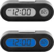2 in 1, Small Electronic Clock for Dashboard Car Clock, Vehicle LCD Backlight Di