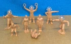 Vintage 1950s Tom Corbett Rex Mars Playset Vinyl spacemen + woman + helmets
