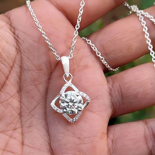 3.70 Ct Certified White Diamond Pendant 925 Silver Black Friday Gift Idea