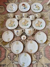 ANTIQUE KEWPIE 19 PIECE MINIATURE CHILD  S TEA SET, E BENNETT POTTERY, BALT., MD