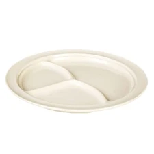 FSE NS703T Compartment Plate, 10-1/4" Dia., Round, 3-Wells, Break-Resistant, ...