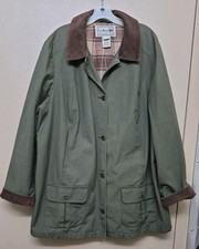 LL Bean Adirondack Barn Coat Chore Jacket Green Flannel Lined Loden Size 3X **