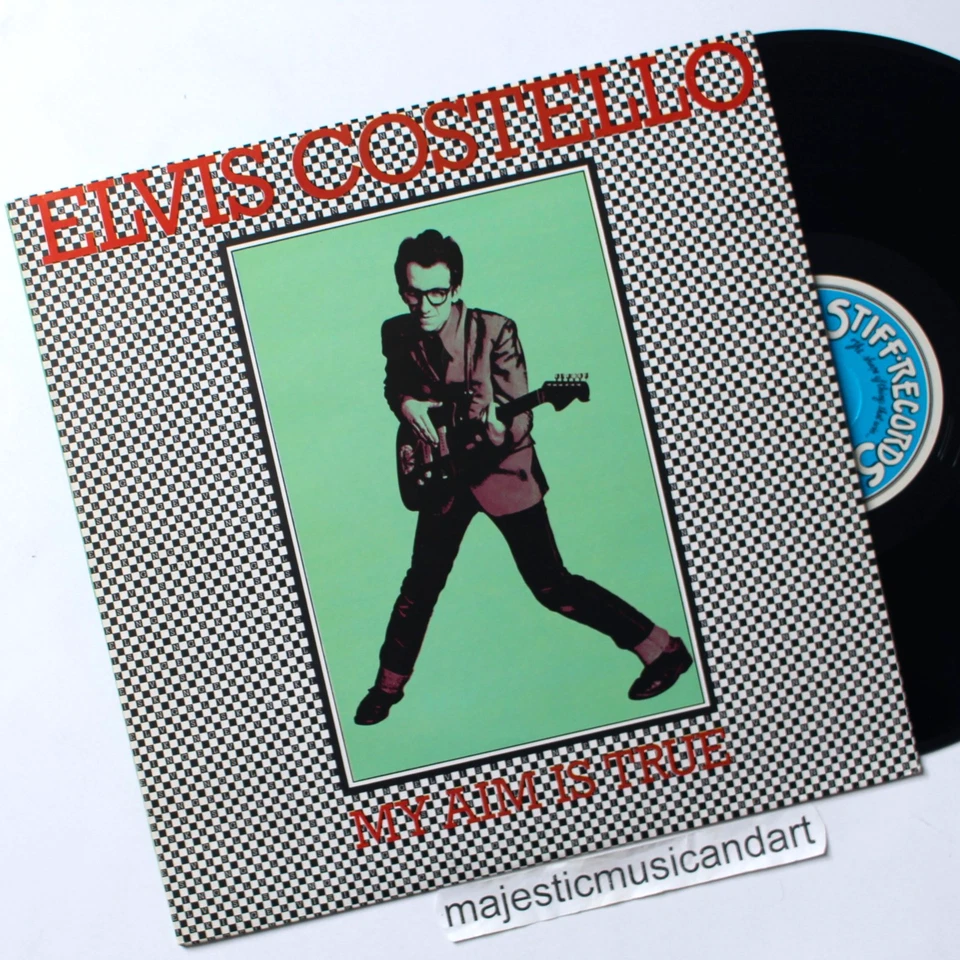 RARE GREEN COVER ORIGINAL 1977 ELVIS COSTELLO AIM VINYL LP EX RARE - Image 2 of 4