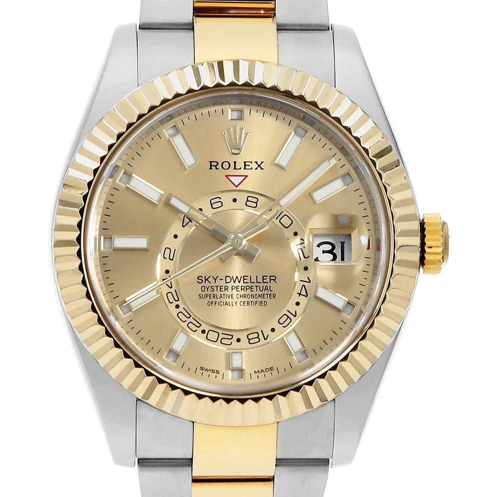 Rolex — ROLEX SKY-DWELLER 326933 Champagne 3 row oyster bracelet Random Number secon...