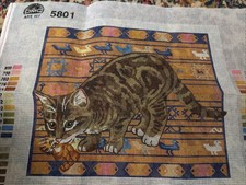 Vintage Leisure Arts DMC 5801 Cat native Needlepoint Canvas Only