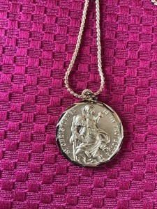 Gold Tone Saint Christopher Catholic Medallion Necklace, Johannes XXIII Pont-May