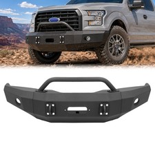 Black Steel Front Bumper W Push Bar Powder Coated For Ford F150 F-150 2015-2017