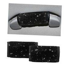 2 PCS Car Grab Handle Cover, Bling Rhinestone Handcraft Auto Door Handle Black