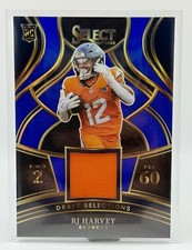 2025 Panini Select - #DSM-RHY RJ Harvey Draft Selections Blue Prizm Patch (RC) 