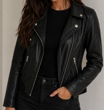 Vero Moda Black Faux Lather Biker Jacket Medium